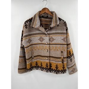 Blue B boutique style Women's tan, mustard, brown Aztec style shacket size M